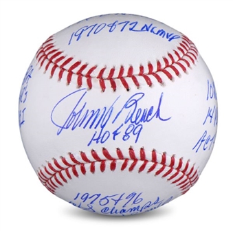 Johnny Bench Signed Baseball With 11 Inscriptions